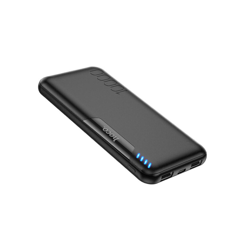 Baterie externa 10000mAh 2x USB, Micro, tip C Hoco J82, negru