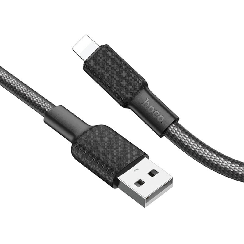 Cablu date USB la Lightning Hoco X69, 2.4A, 1m, negru/ alb