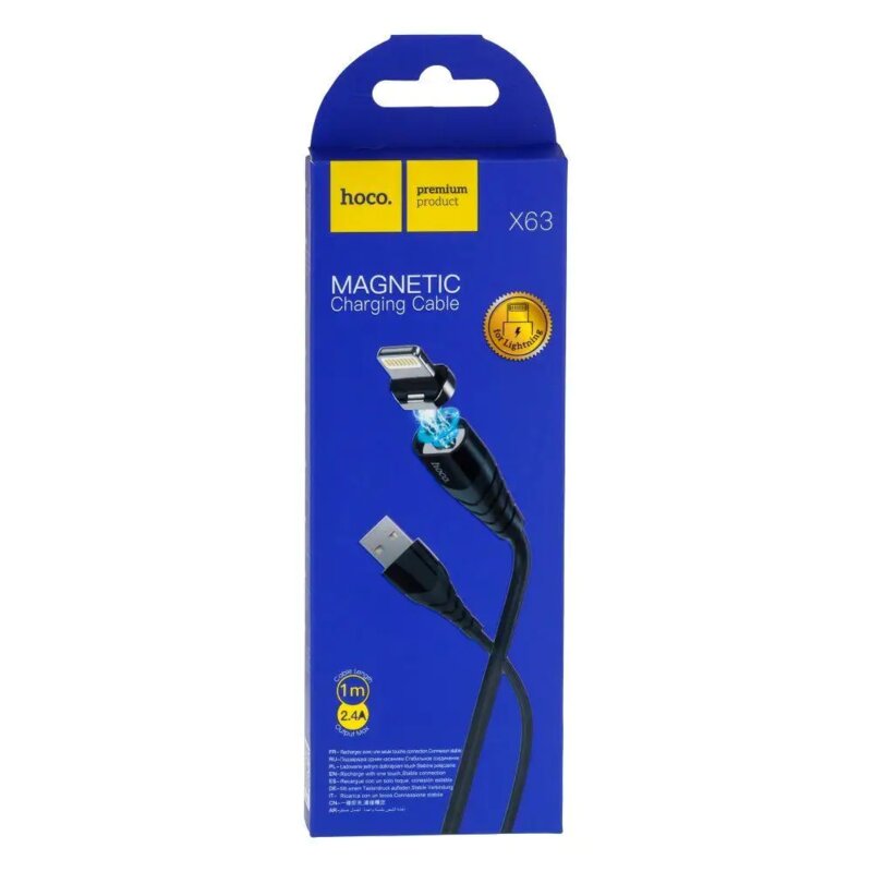 Cablu magnetic Fast Charging iPhone Hoco X63, 1m, negru