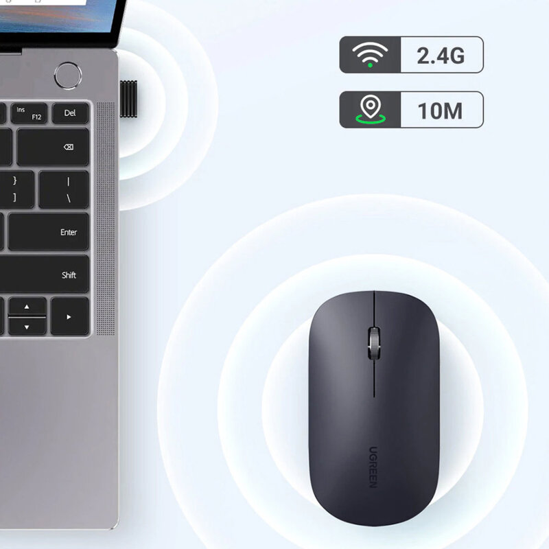 Mouse wireless fara fir 1000-4000 DPI Ugreen, gri, 90373