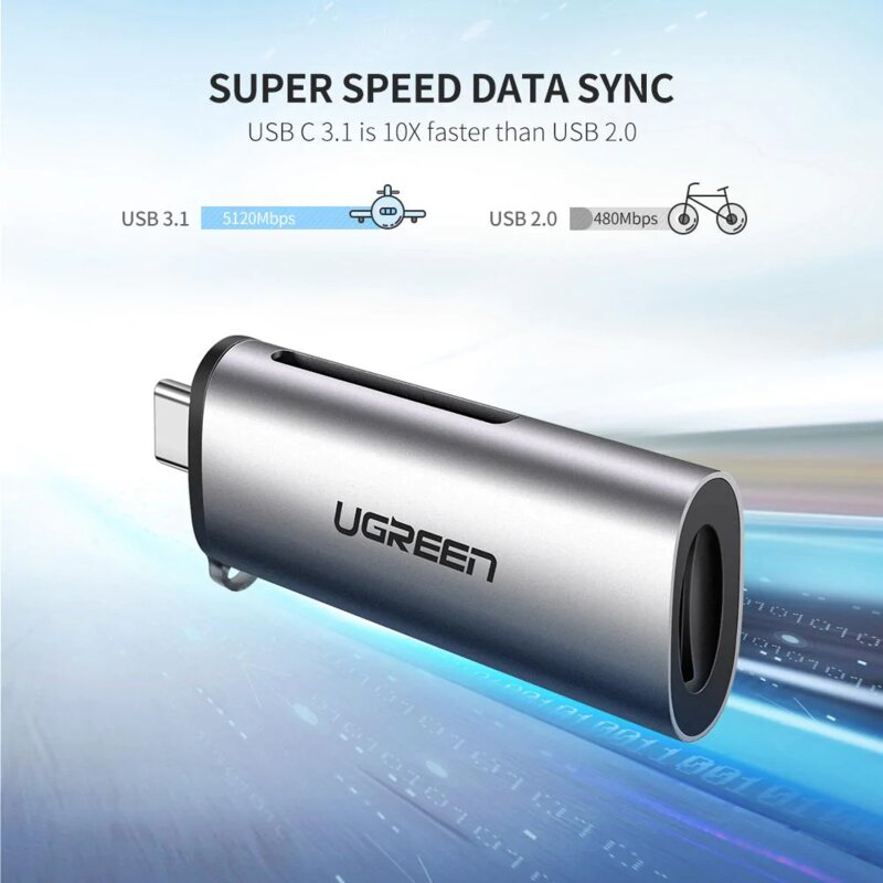 Card reader USB-C, SD, TF Ugreen, 5Gbps, gri, 50704