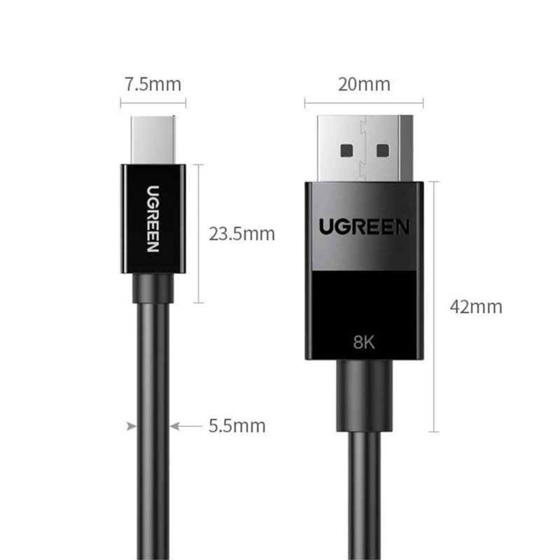 Cablu DisplayPort la Mini DP, 8K@60Hz Ugreen, negru, 80663
