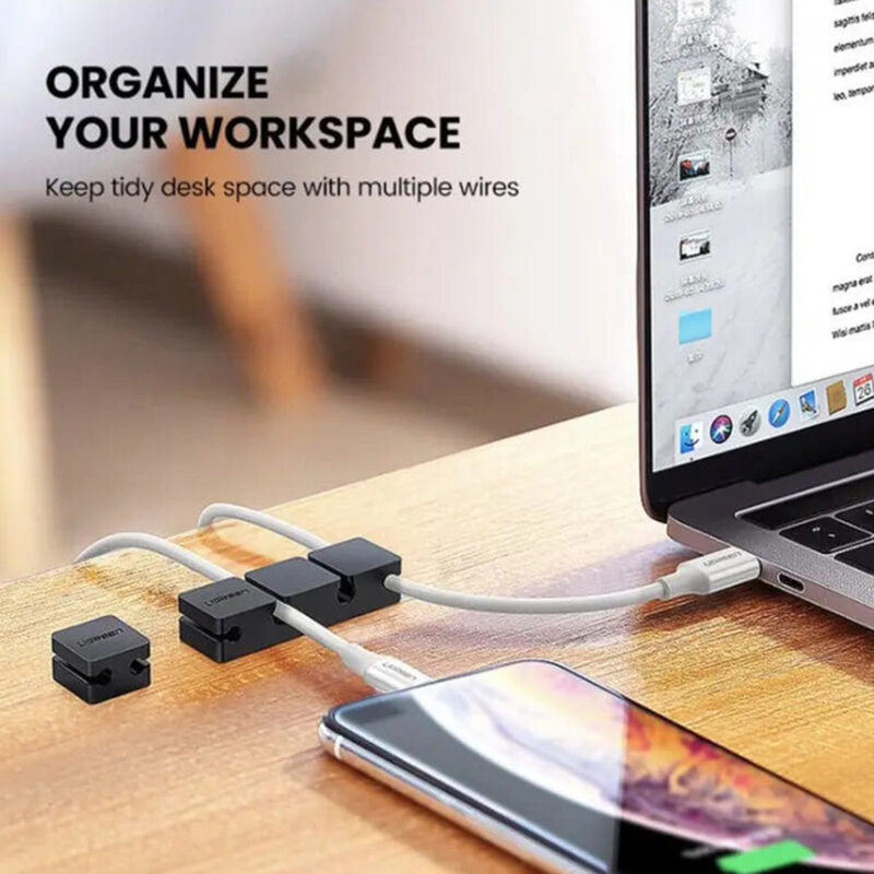 Organizator cabluri 3+1, suport cabluri Ugreen, negru, 70585
