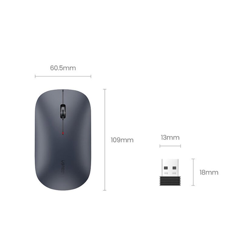 Mouse wireless 1000-4000 DPI Ugreen, negru, 90372
