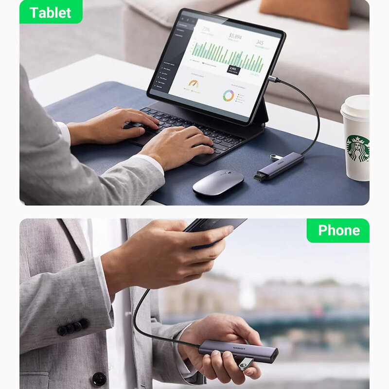 Docking station 4xUSB, Type-C, adaptor OTG Ugreen, 5Gbps, 20841