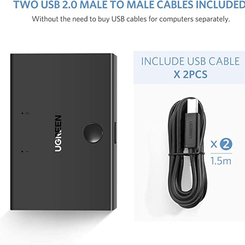 Switcher 2x USB-B la USB, 480Mbps Ugreen, negru, 30345