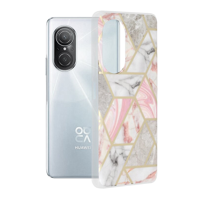 Husa Huawei nova 9 SE Techsuit Marble, roz