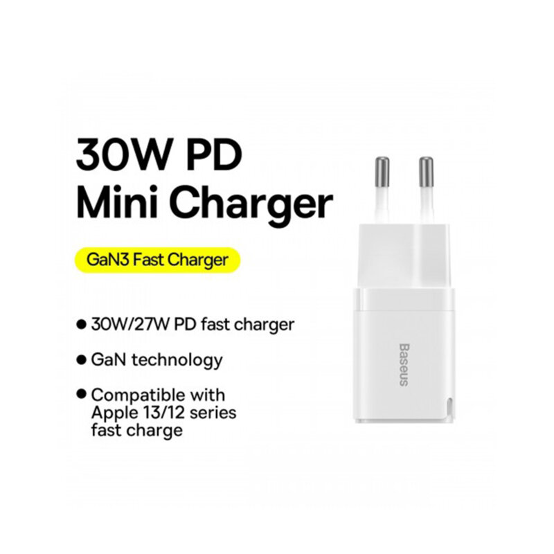 Incarcator 30W USB-C GaN3 pentru priza Baseus, CCGN010102