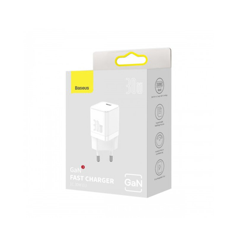 Incarcator 30W USB-C GaN3 pentru priza Baseus, CCGN010102