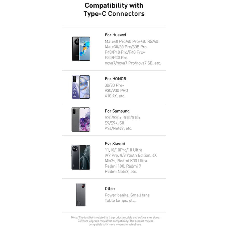 Cablu date USB la tip C LED Baseus, 66W, 2m, negru, CASX020101