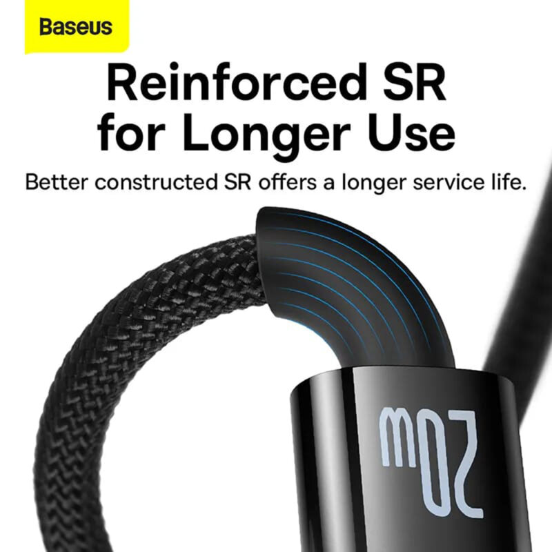 Cablu USB-C la Lightning Baseus 20W, 1m, negru, CATS000001