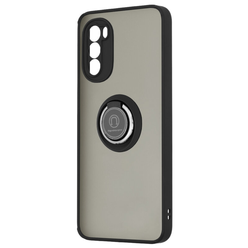 Husa Motorola Moto G52 Techsuit Glinth cu inel suport stand magnetic, negru