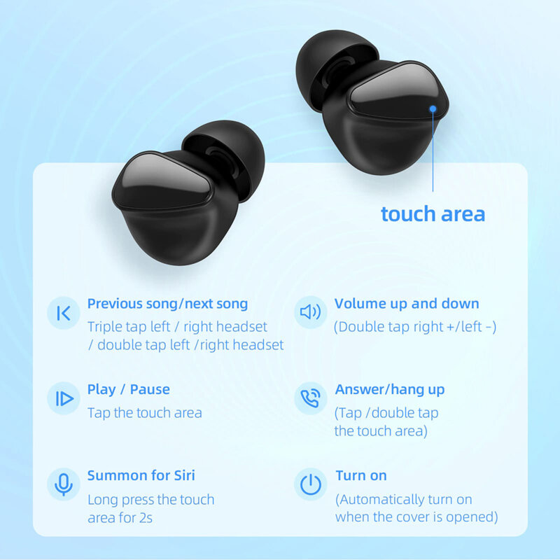 Casti in-ear wireless, earbuds Bluetooth, Hoco EW17, negru