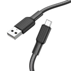 Cablu date USB la Micro-USB Hoco X69, 2.4A, 1m, negru/alb