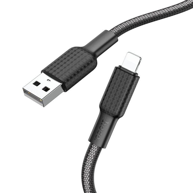 Cablu date USB la Lightning Hoco X69, 2.4A, 1m, negru/ alb
