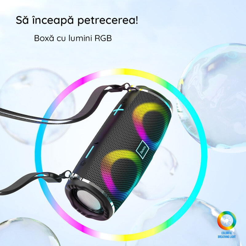 Boxa portabila Bluetooth 10W cu lumini RGB Hoco HC12, rosu