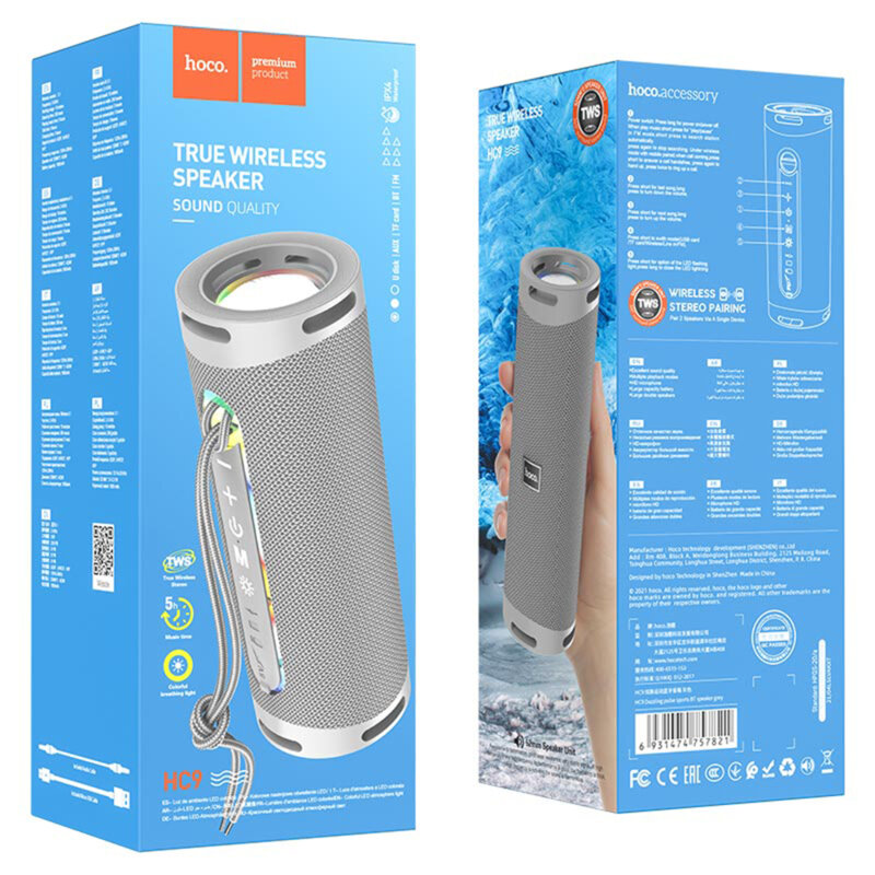 Boxa Bluetooth portabila, wireless, 10W, Hoco HC9, gri
