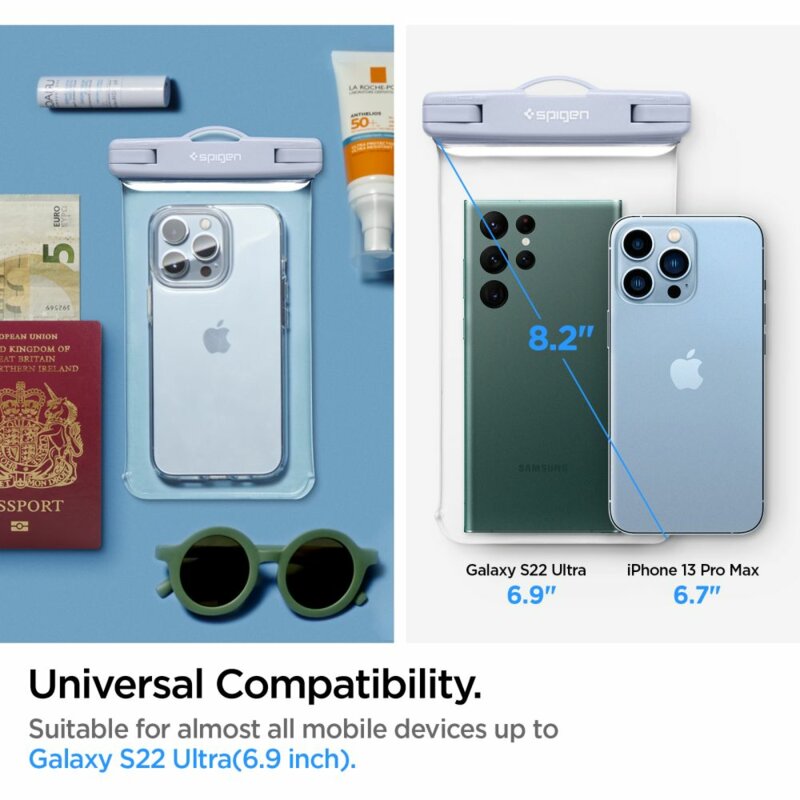 [Pachet 2x] Husa subacvatica telefon waterproof Spigen A601, bleu