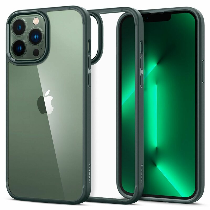 Husa transparenta iPhone 13 Pro Max Spigen Ultra Hybrid, verde