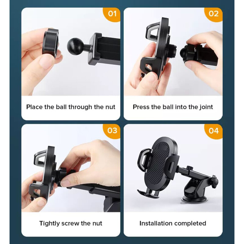 Suport de telefon auto bord, parbriz Techsuit S113, negru