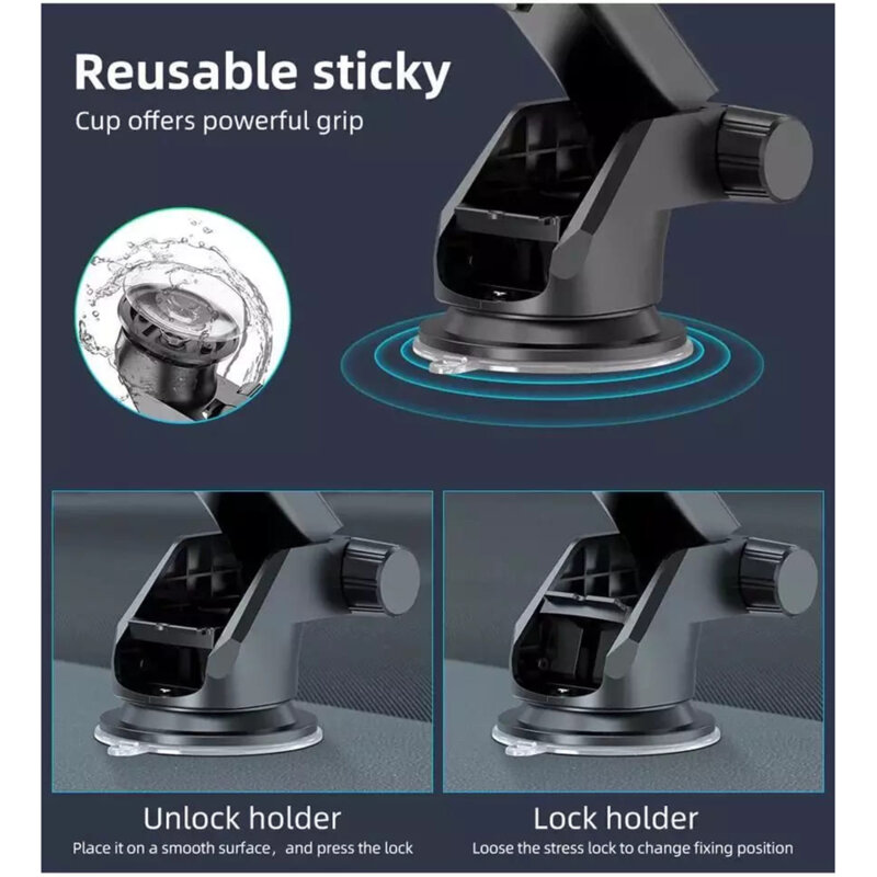 Suport de telefon auto bord, parbriz Techsuit S113, negru