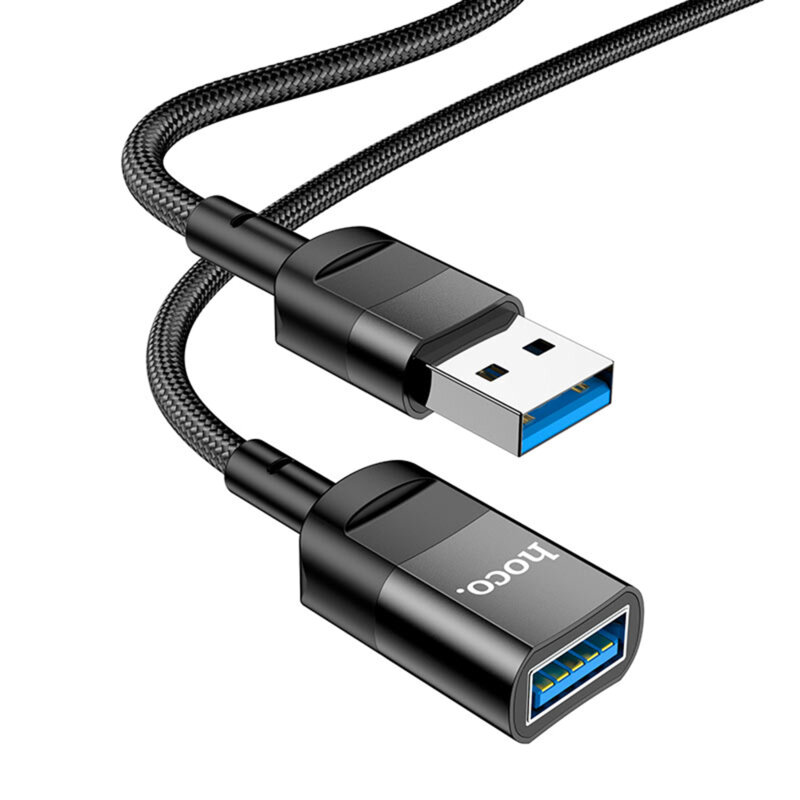 Cablu OTG de date si incarcare USB 3A Hoco U107, 1.2m, negru