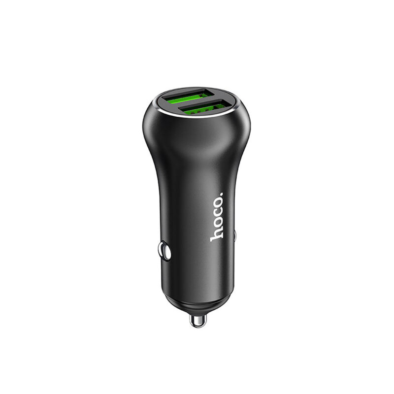 Incarcator telefon pentru masina 2xUSB 36W Hoco Z37, negru