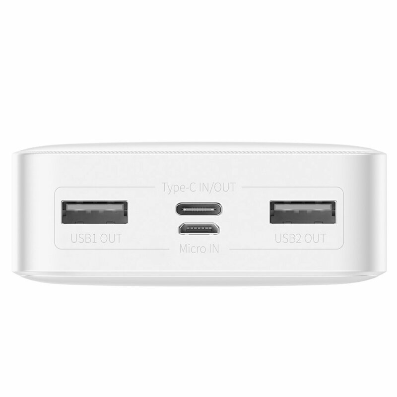 Baterie externa 20000mAh Baseus, 2xUSB, USB-C, Micro-USB, alb, PPDML-J02