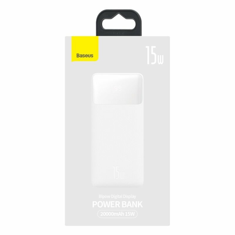 Baterie externa 20000mAh Baseus, 2xUSB, USB-C, Micro-USB, alb, PPDML-J02