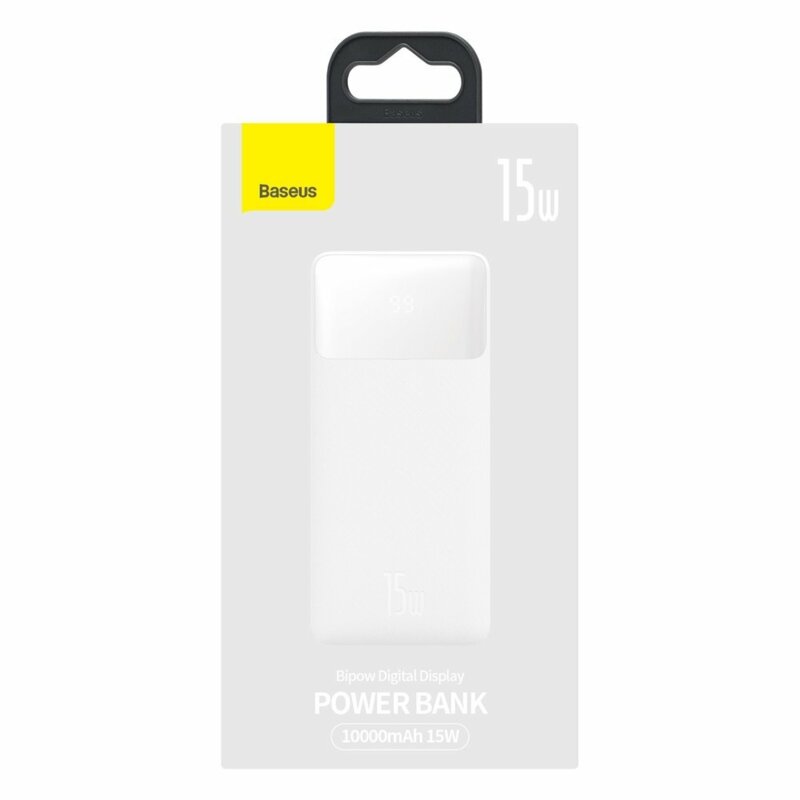 Baterie externa 10000mAh Baseus, 2xUSB, USB-C, Micro-USB, alb, PPDML-I02