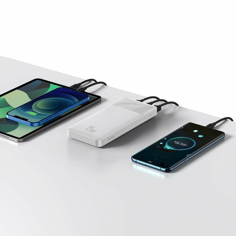 Baterie externa 10000mAh Baseus, 2xUSB, USB-C, Micro-USB, alb, PPDML-I02