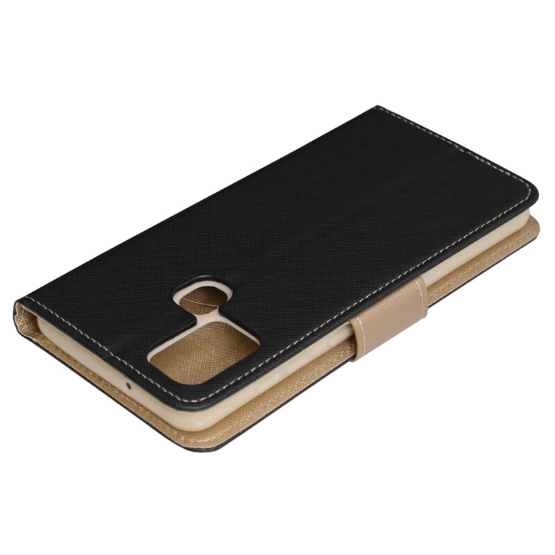Husa Samsung Galaxy A21s Flip MyFancy, negru auriu