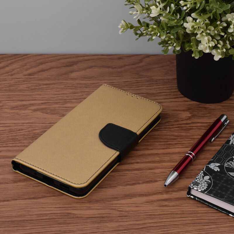 Husa Samsung Galaxy A21s Flip MyFancy, negru auriu