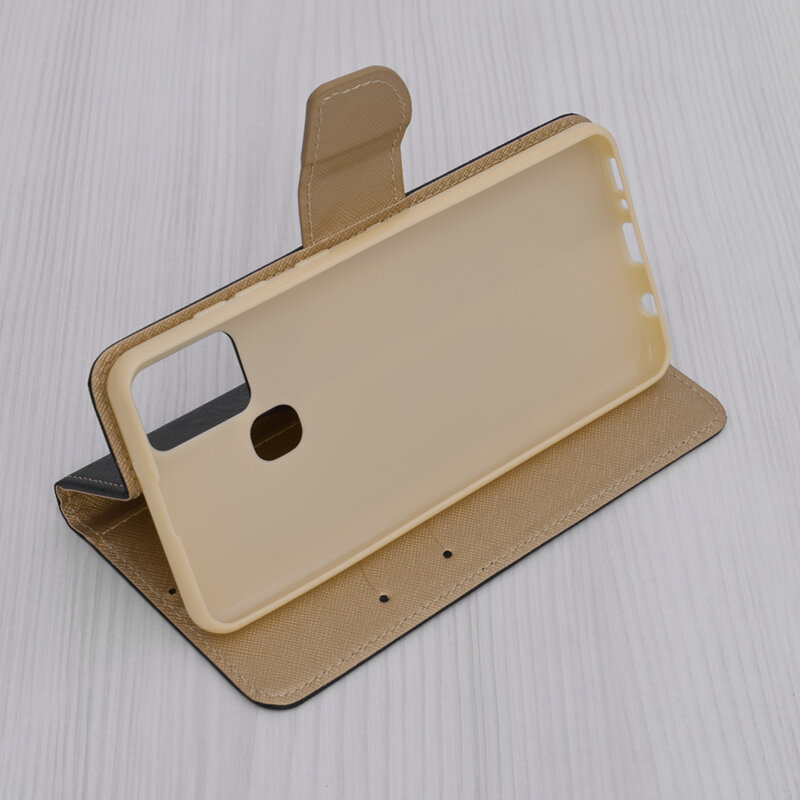 Husa Samsung Galaxy A21s Flip MyFancy, negru auriu