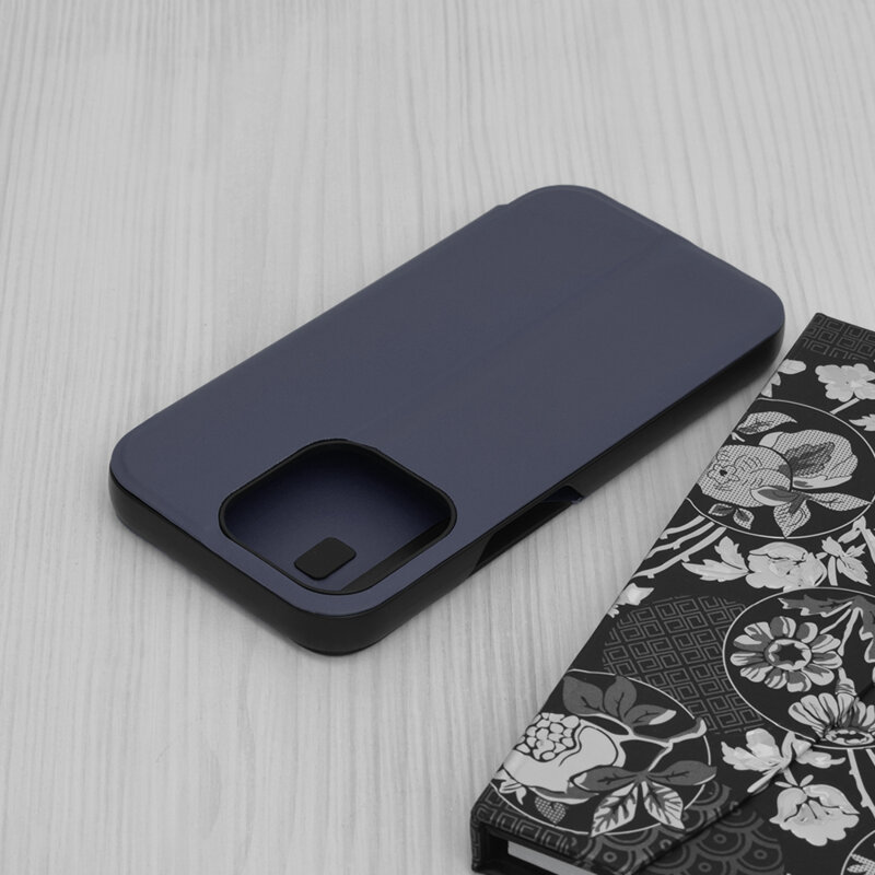 Husa iPhone 14 Pro Eco Leather View flip tip carte, albastru