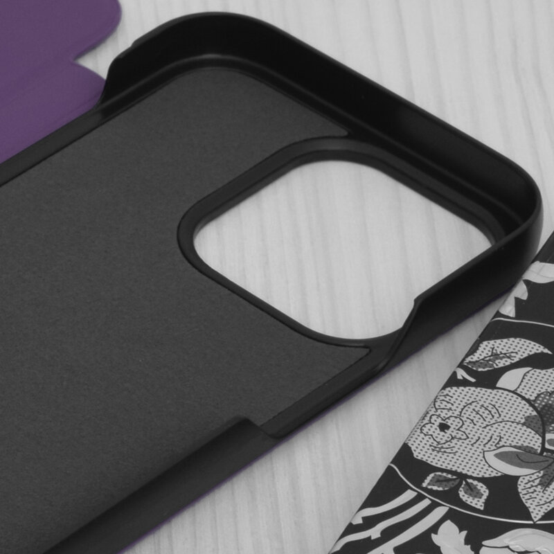 Husa iPhone 14 Pro Eco Leather View flip tip carte, mov