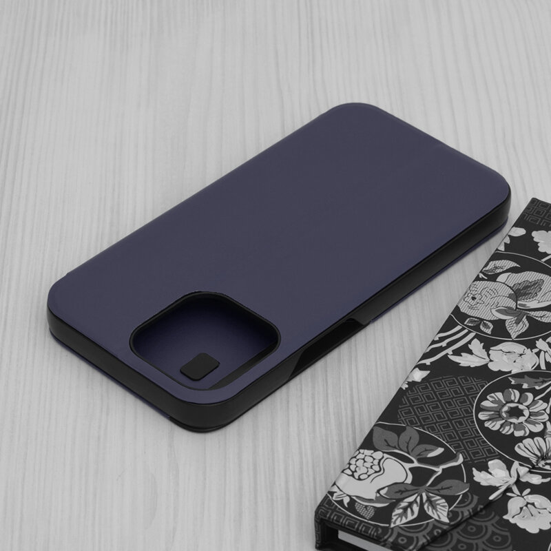 Husa iPhone 14 Pro Max Eco Leather View flip tip carte, albastru