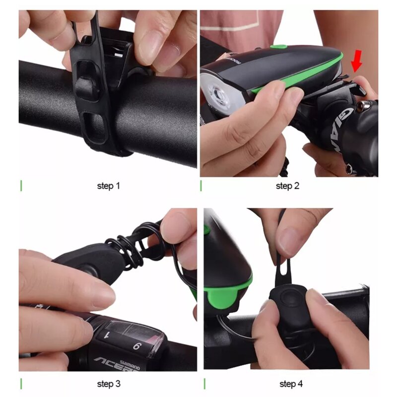 Lanterna bicicleta cu acumulator si claxon RockBros 7588-OR