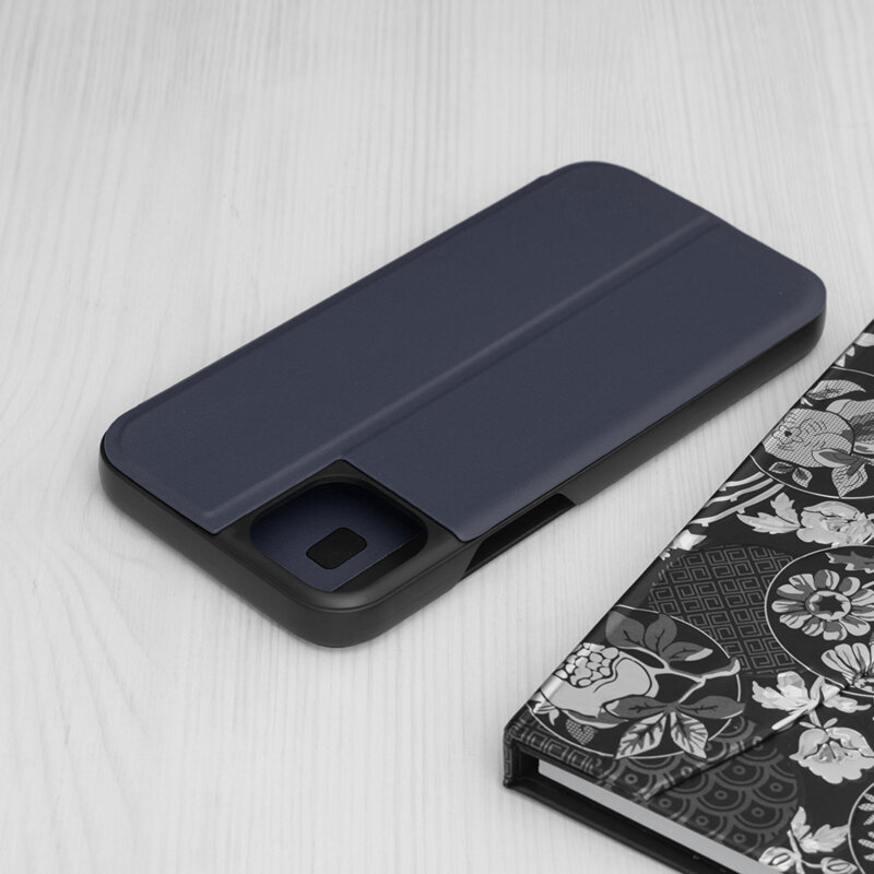 Husa iPhone 14 Plus Eco Leather View flip tip carte, albastru