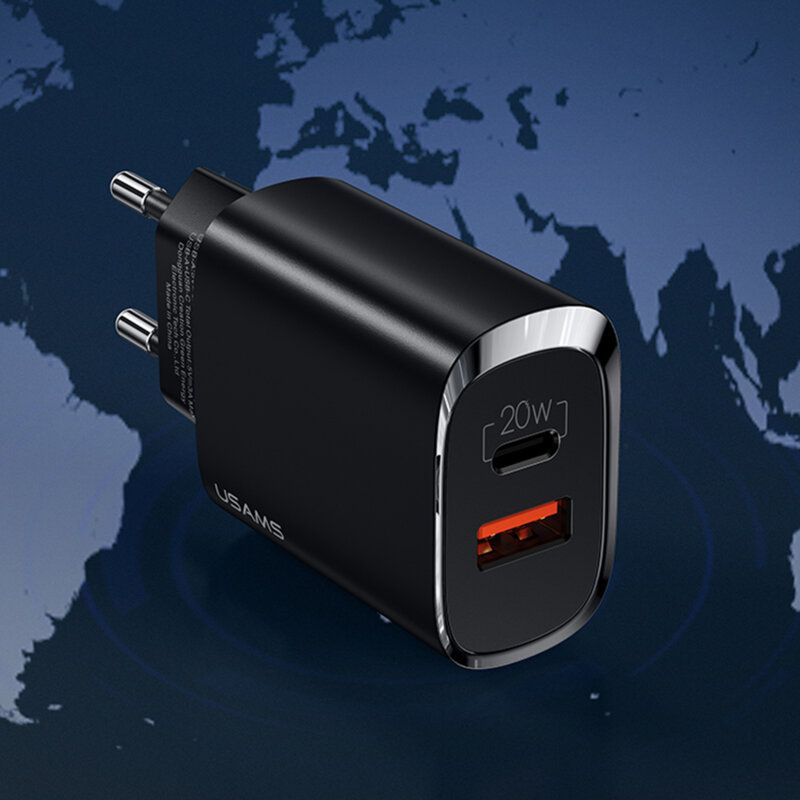 Incarcator priza/tableta USB, Type-C 20W 3A Usams T35, negru