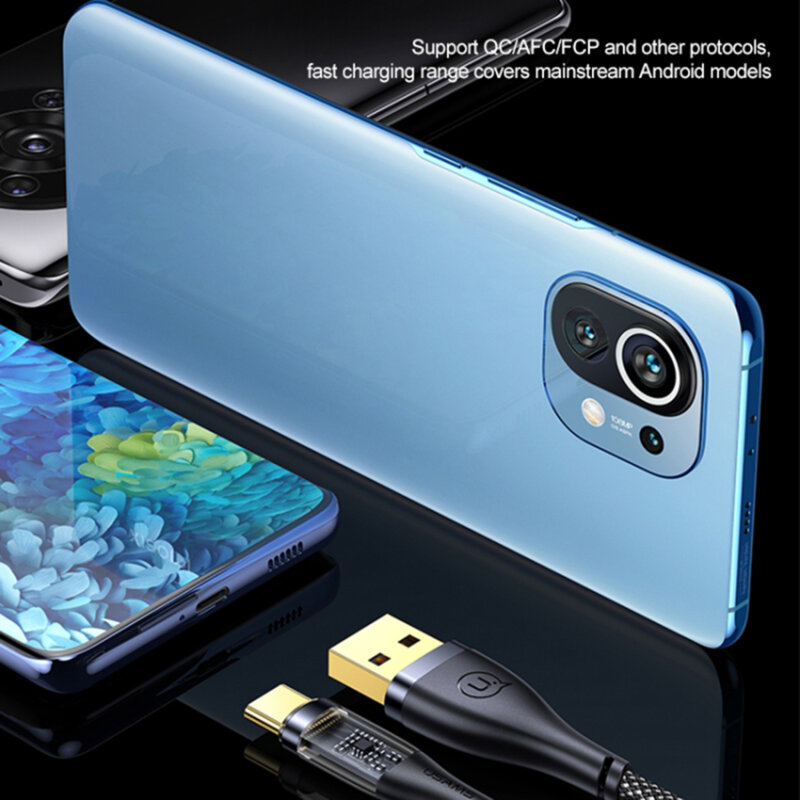 Cablu de date USB la Type-C 66W Usams, negru, 1.2m, US-SJ572