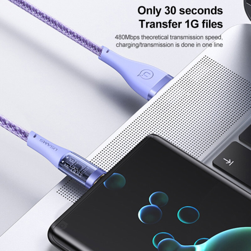 Cablu de date USB la Type-C 66W Usams, negru, 1.2m, US-SJ572