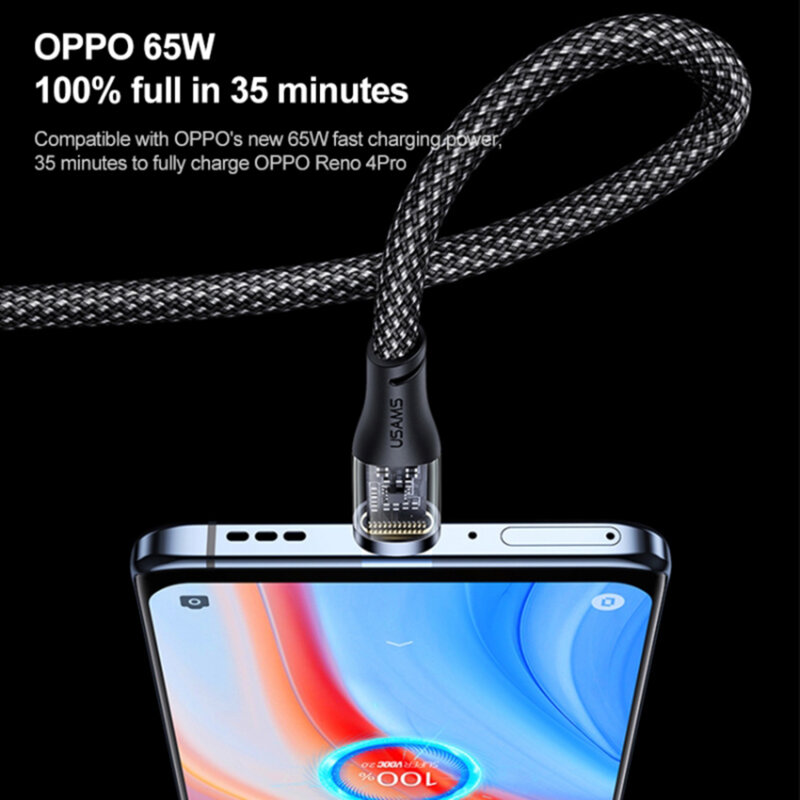 Cablu de date USB la Type-C 66W Usams, negru, 1.2m, US-SJ572