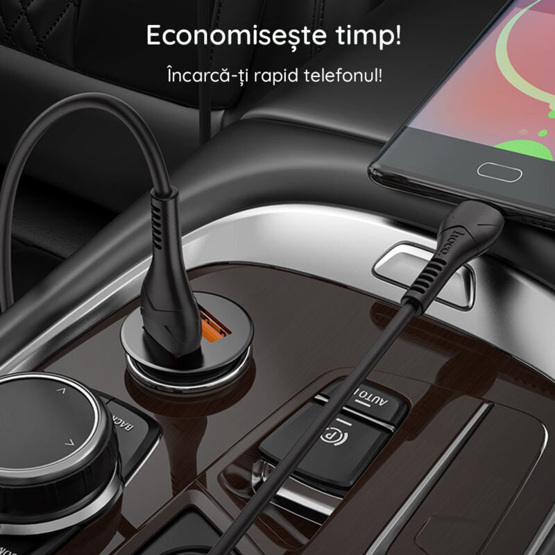 Incarcator auto Fast Charging 2 x USB 3.0 Hoco NZ1, negru