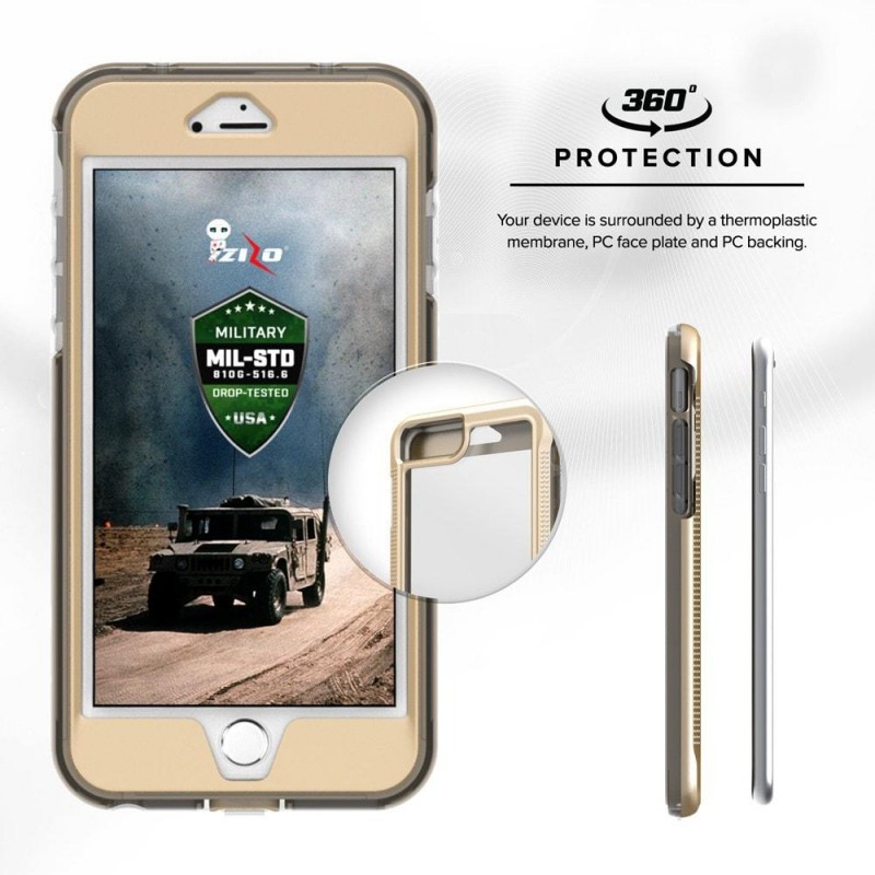 Husa Iphone 6, 6S Zizo Ion + Folie Sticla Securizata - Gold