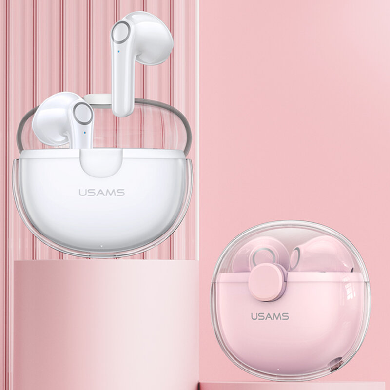 Casti in-ear Bluetooth TWS, earbuds Usams BU12, roz