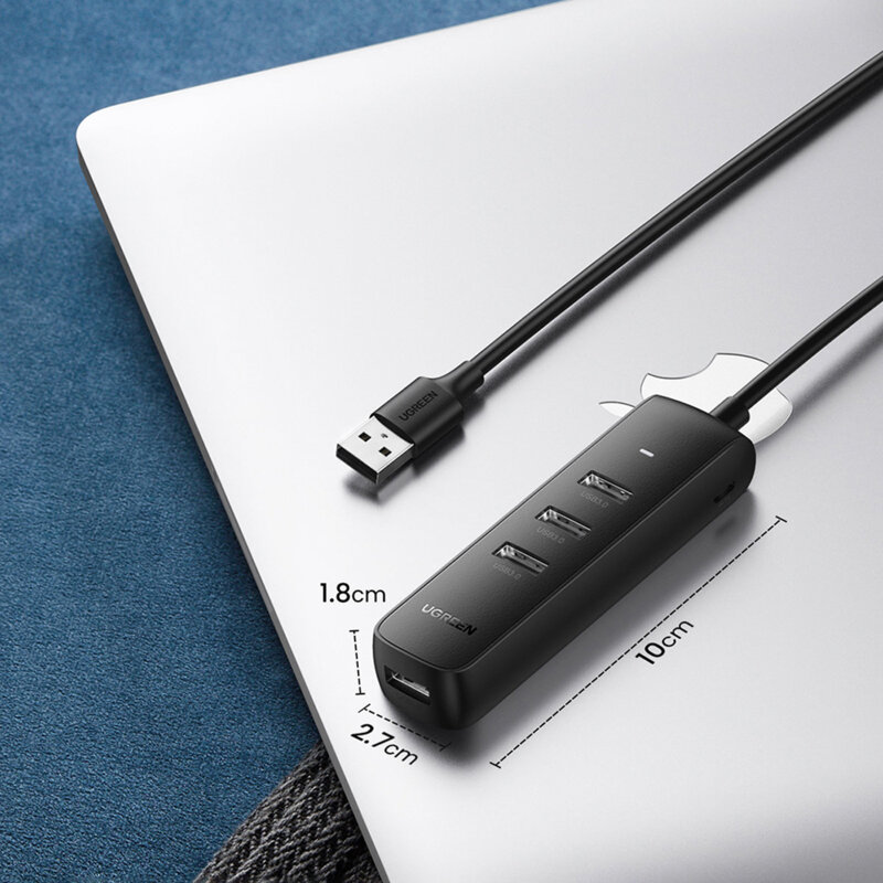 Hub 4 x USB, Type-C 12V Ugreen, 5Gbps, 1m, negru, 80657