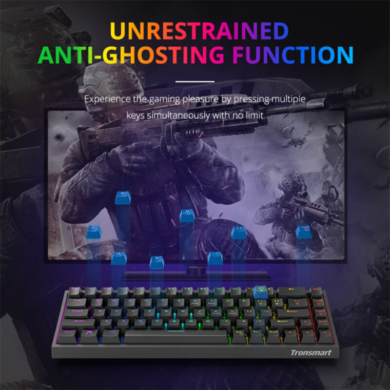 Tastatura gaming wireless RGB, Tronsmart Elite, negru