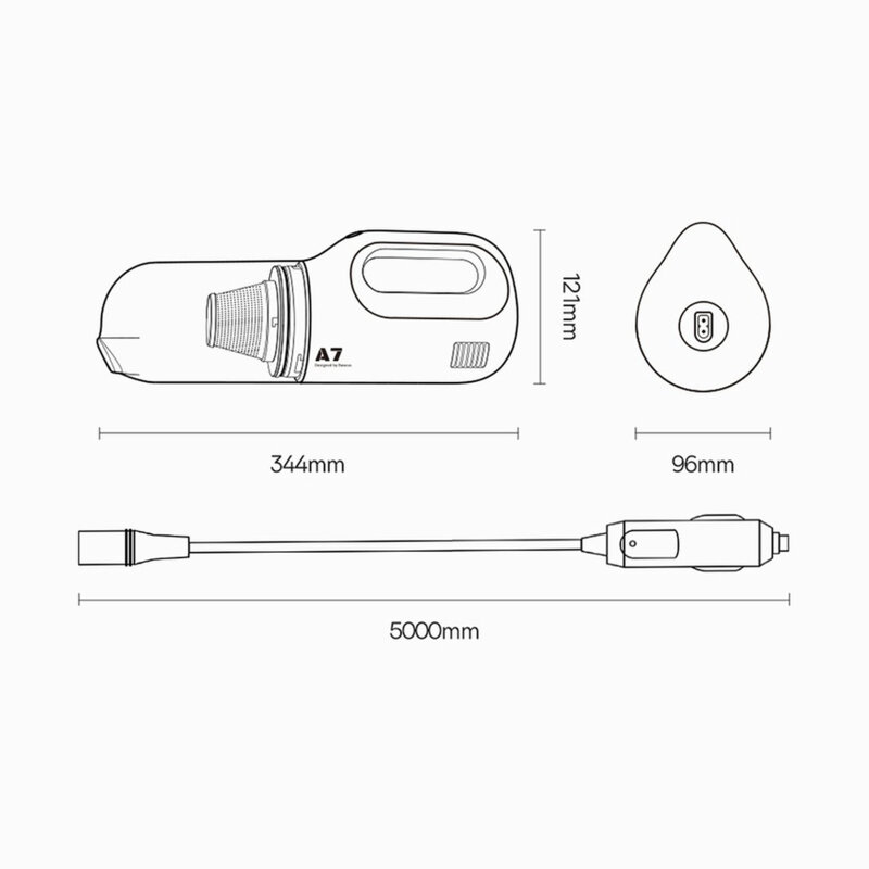 Mini aspirator auto cu filtru HEPA 90W Baseus A7, VCAQ020213