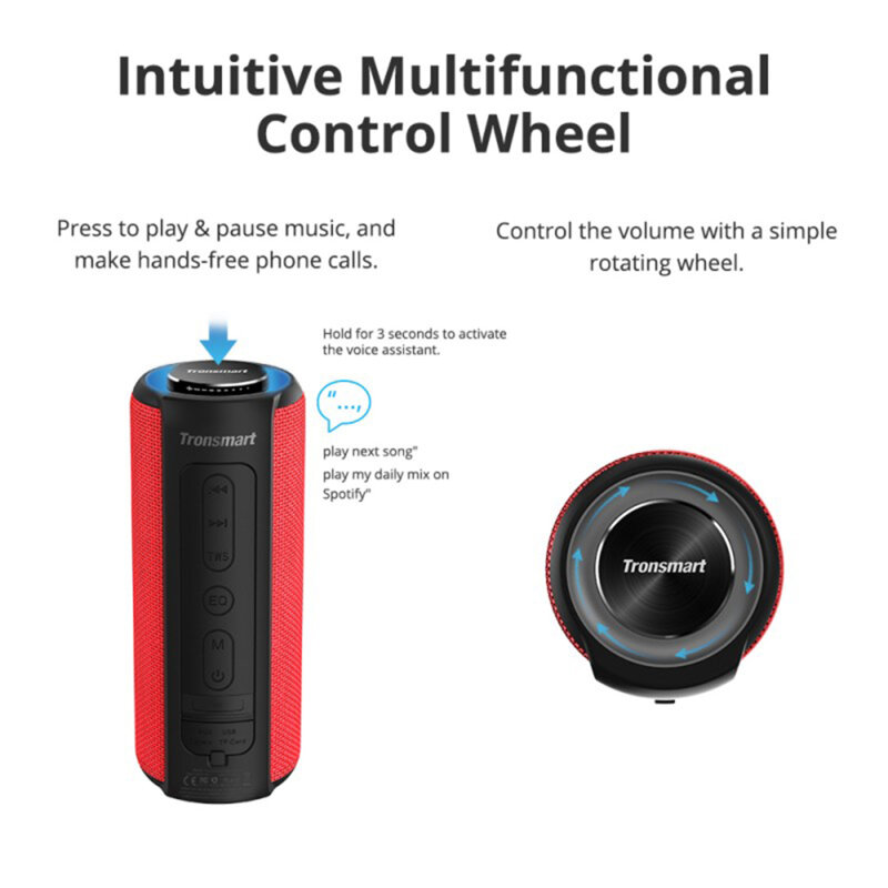 Boxa Portabila Tronsmart Element T6 Plus Portable Wireless Bluetooth 5.0 Universal Speaker 40W , rosu